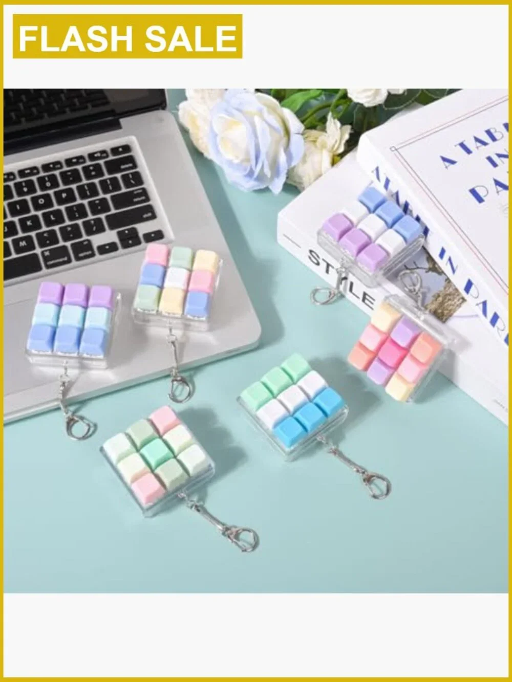 Keyboard Clicker Fidget Toy for Anxiety, 2 Pack Keychain Stress Relief ASMR
